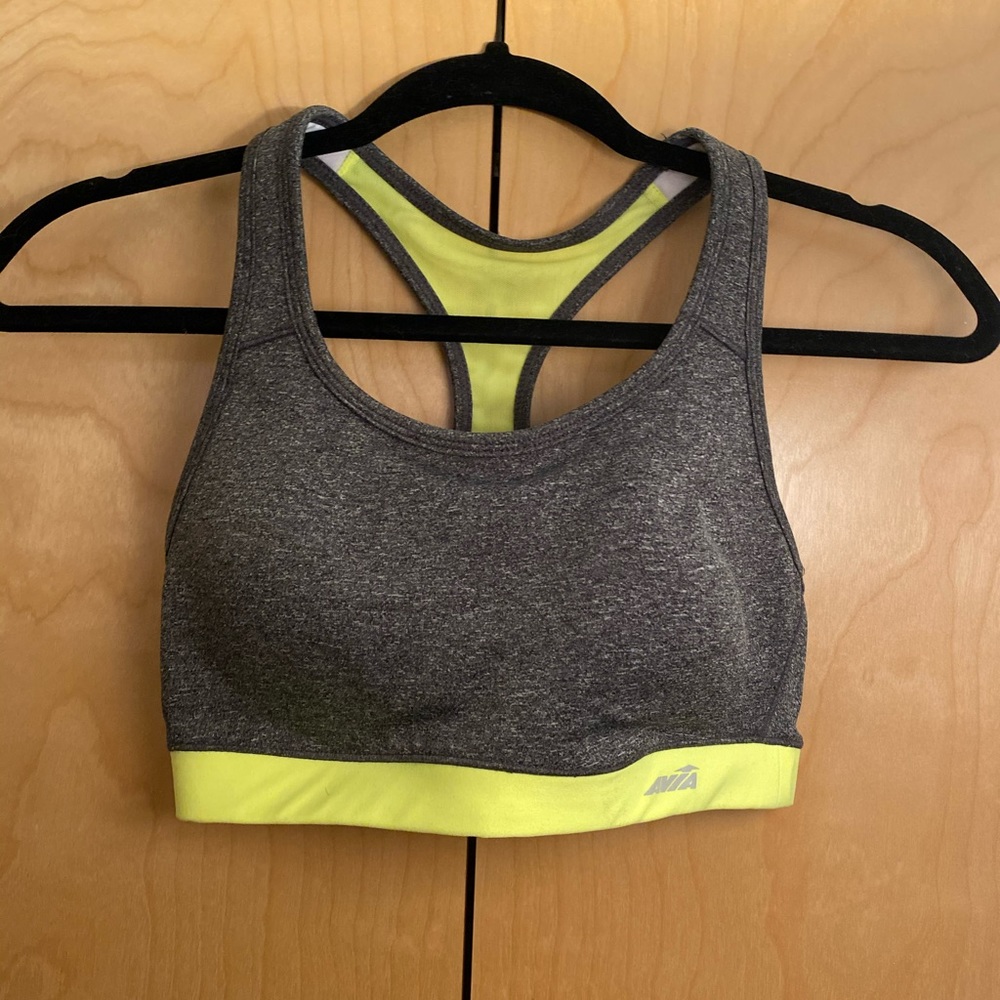 Sports bra - Gray and Neon Yellow